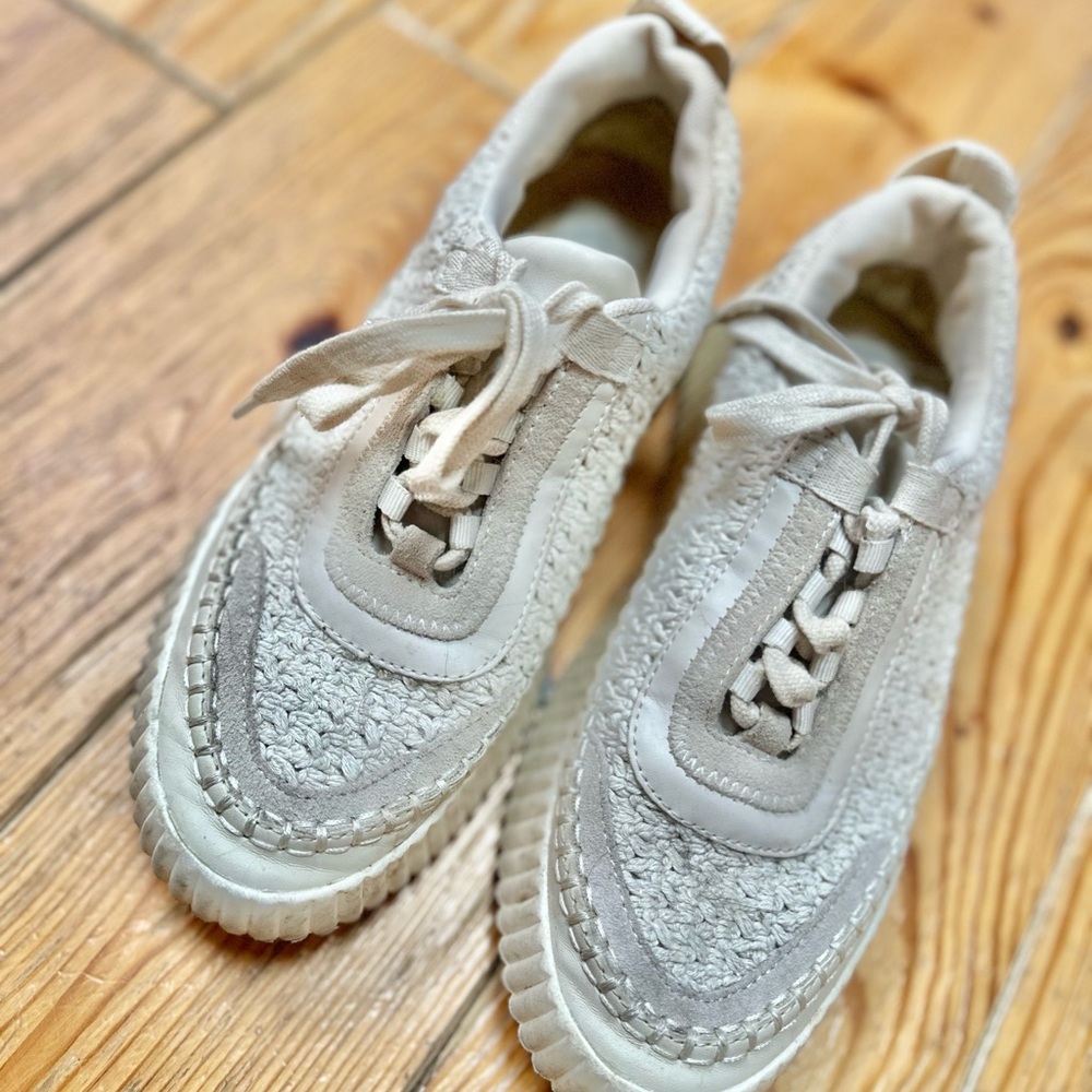 Dolce Vita Women's Dolen Platform Lace Up Sneakers Size 7 Sandstone Knit